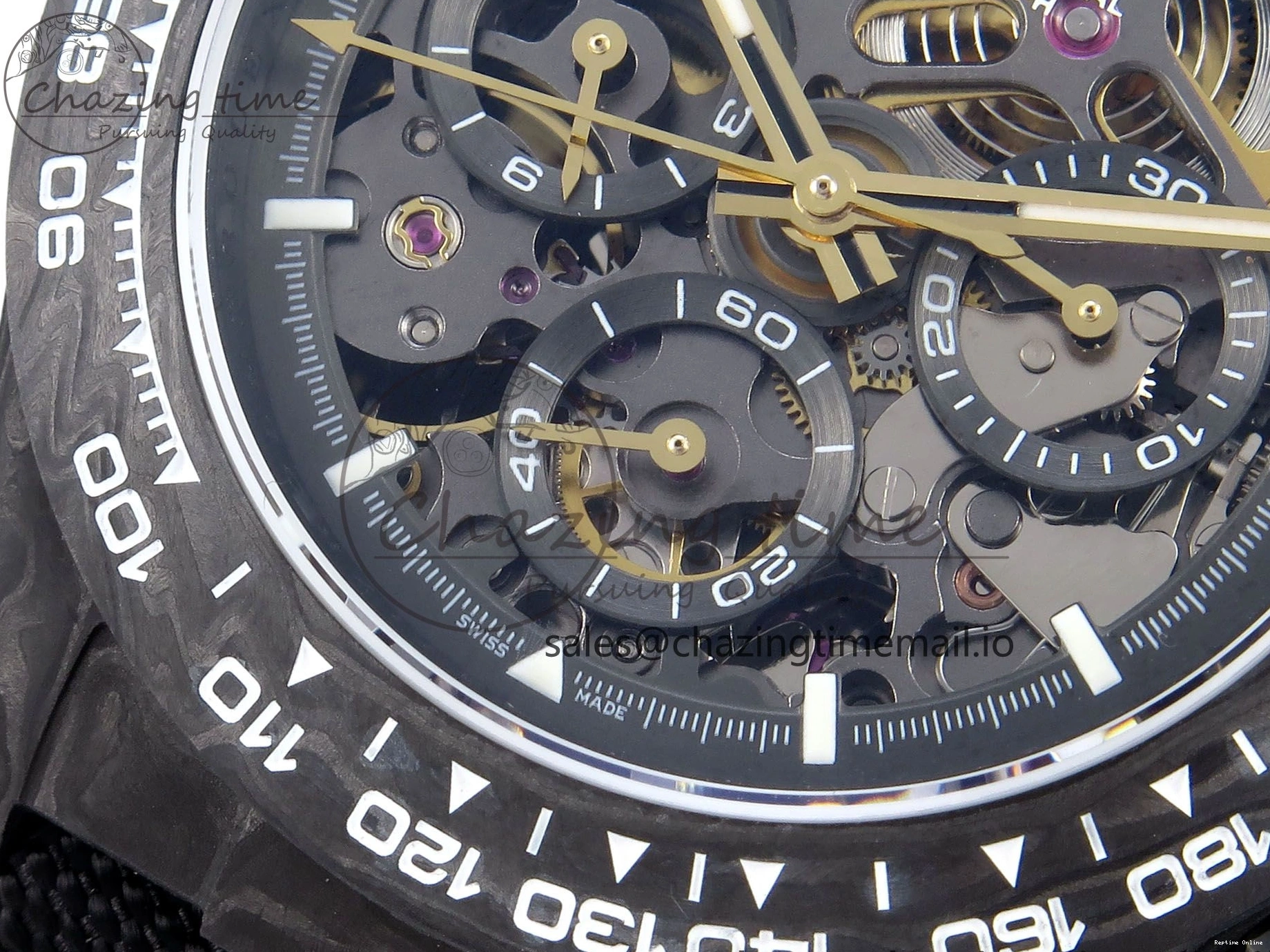 0119 Bright Daytona Diw 40mm N6F 1:1 Best Edition Gray Skeleton Dial Black Nylon Strap DD 892